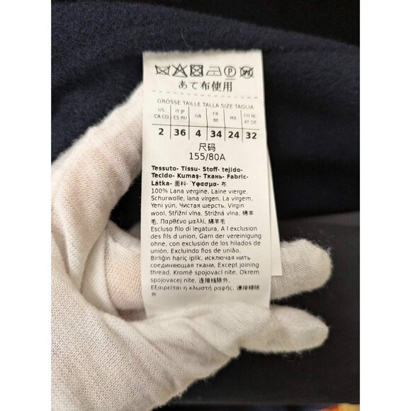 Weekend Max Mara "Rovo" Wrap Wool Belted Coat Navy US02 - Picture 6 of 8